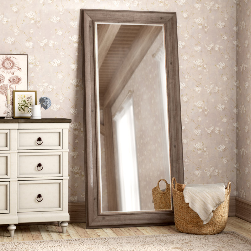 Three Posts Orval Traditional Rustic Beveled Leaner Full Length Mirror